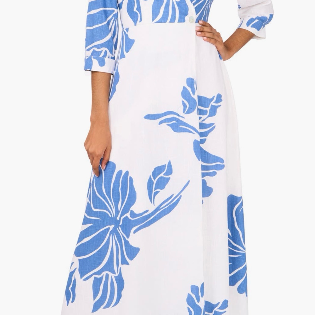 Halogen White And Blue Floral Maxi Dress By Halogen